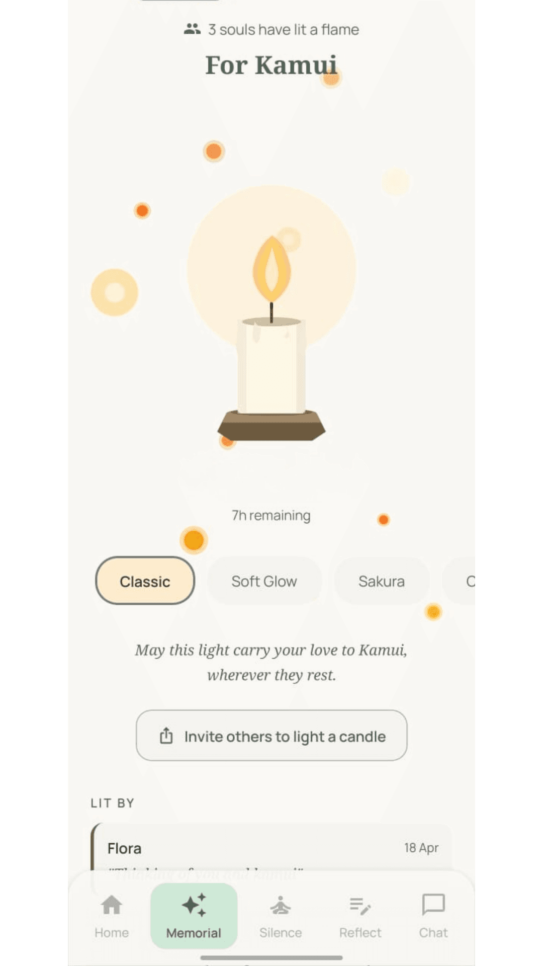 Candle lit on a pet's memorial