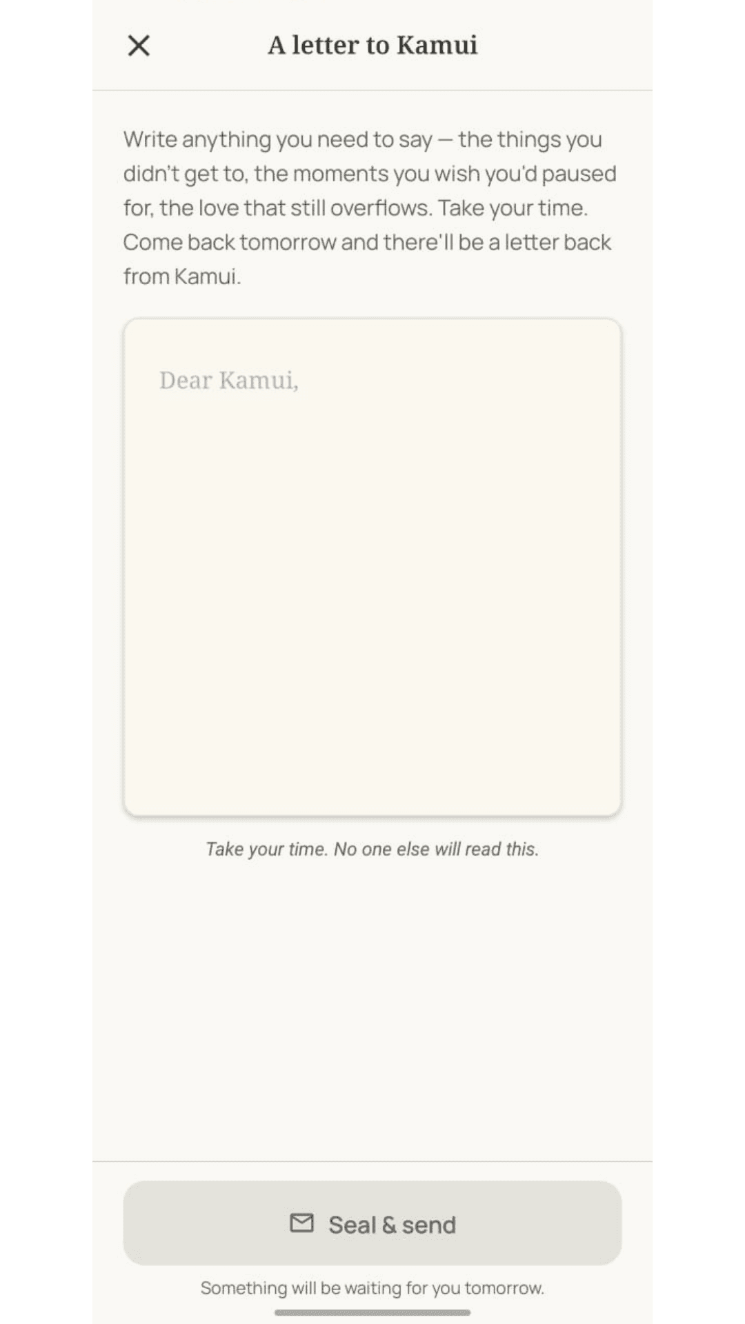 Letter to pet composition screen